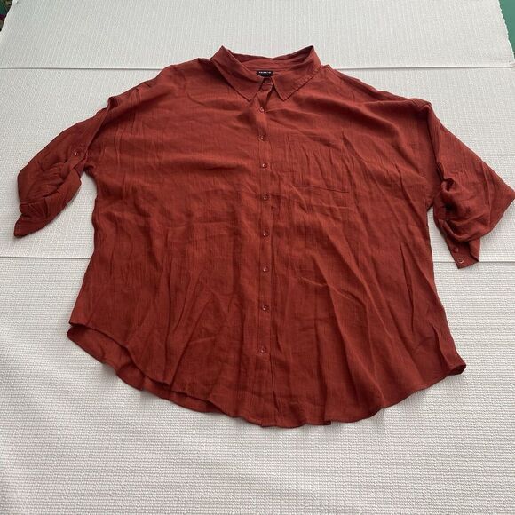 torrid Tops - Torrid‎ Womens 3X Lindsay Drop Shoulder Button Up Burnt Orange